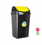 Contentor 50L Plástico Tampa Basculante Preto/Amarelo