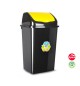 Contentor 50L Plástico Tampa Basculante Preto/Amarelo