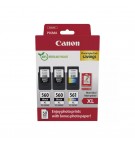 Pack Tinteiros Canon 560XLx2/561XL Preto/Cor+Papel 3712C012