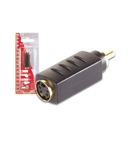 Adaptador S-VHS 4P mini-DIN Fêmea para RCA Macho Ouro