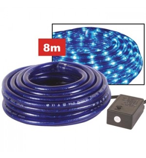 Corda de Luz 2 Canais 8m Azul com Tomada à Prova de Água