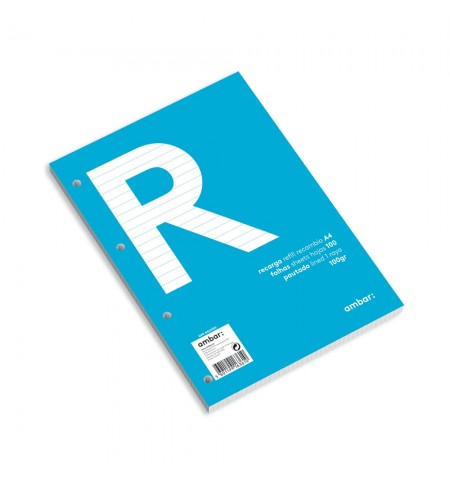 Recarga Papel A4 Pautado 100g Ambar School 100 Folhas