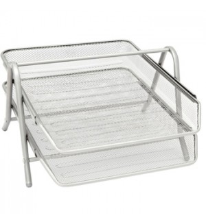 Tabuleiro Secretária 2 Gavetas Rede Prata