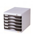 Móvel Secretária 5 Gavetas Cinza/Azul