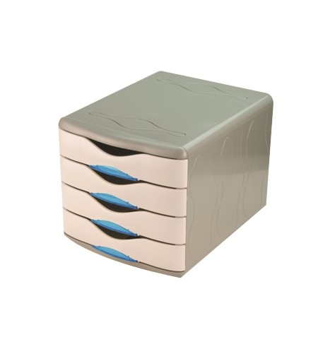 Móvel Secretária 3 Gavetas Cinza/Azul