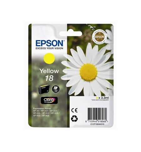 Tinteiro Epson 18 Amarelo C13T18044010 3,3ml
