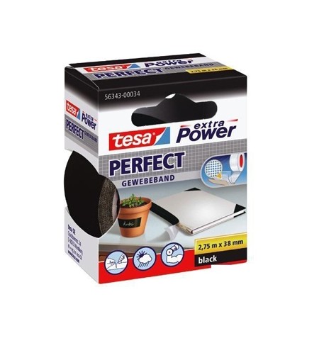 Fita Adesiva Tecido 38mmx2.75m Extra Power Tesa Preto