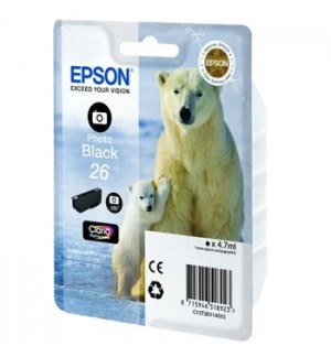 Tinteiro Epson 26 Preto Foto C13T26114010 4,7ml