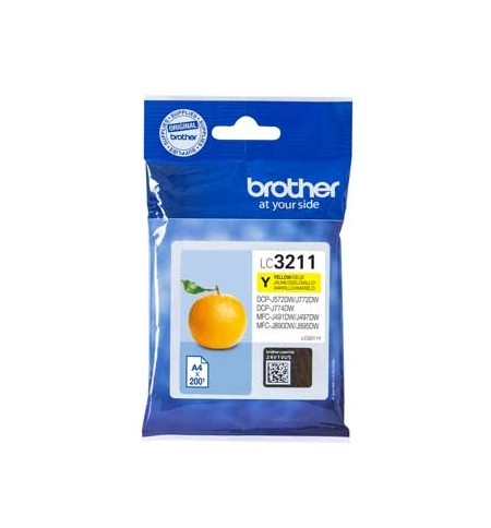 Tinteiro Brother LC3211Y Amarelo 200 Pág.