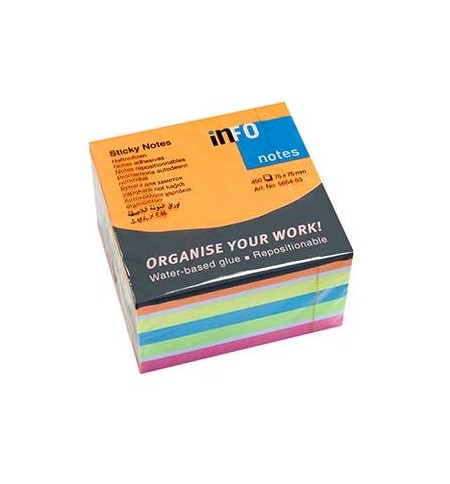 Bloco Notas Aderentes 075x075mm 6 Cores Cubo 450 Folhas