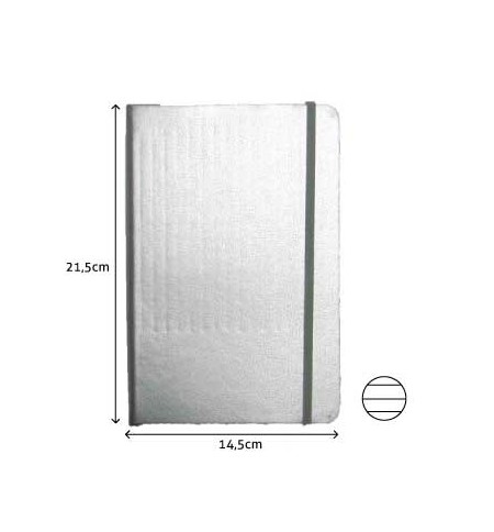 Bloco Notas Pautado 21,5x14,5cm Semi Pele Cinza 116Fls