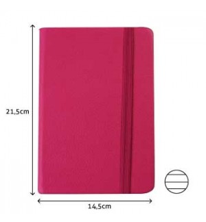 Bloco Notas Pautado 21,5x14,5cm Semi Pele Rosa 116Fls