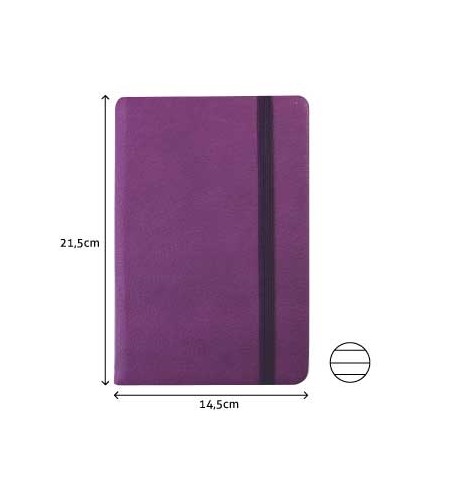 Bloco Notas Pautado 21,5x14,5cm Semi Pele Roxo 116Fls