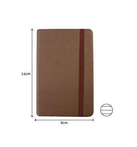 Bloco Notas Pautado 14x9cm Semi Pele Castanho 116Fls