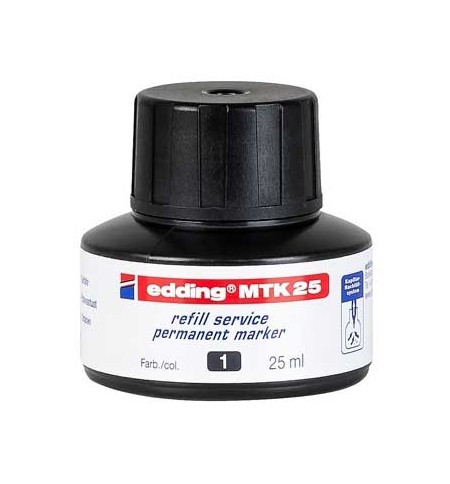 Recarga p/Marcador Permanente Grosso Edding MTK 25ml Preto 1