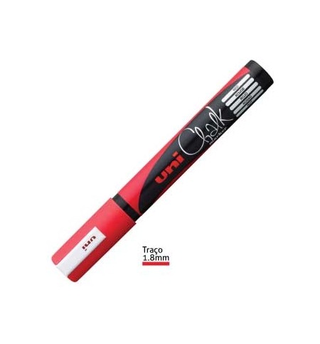 Marcador Giz UNI PWE-5M 1,8-2,5mm Vermelho 1un