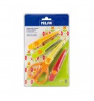 Tesoura 16cm Zig Zag com 4 Lâminas Milan Blister