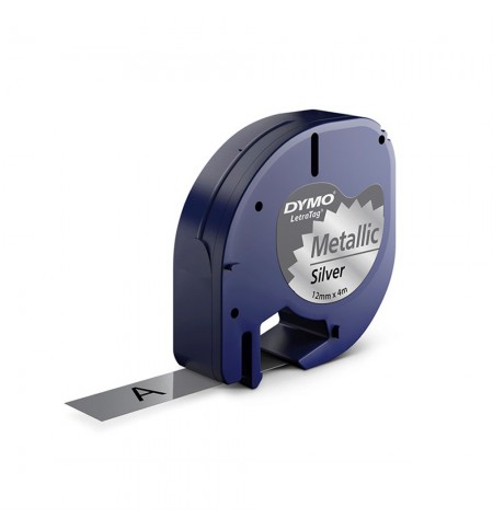 Fita 12mmx4m Preto/Prata Plástico 91208