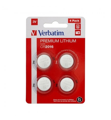 Pilhas CR2016 Lithium 3V 80mAh Verbatim 49531 4un