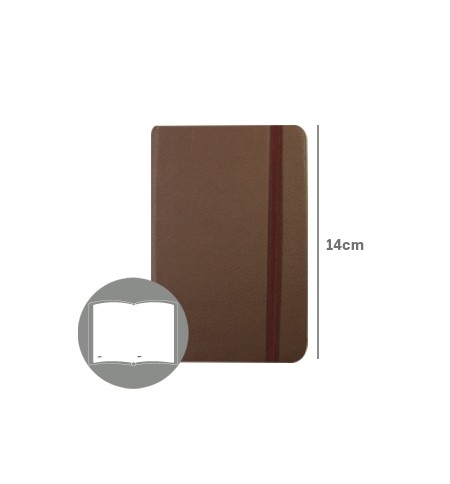 Bloco Notas Liso 14x9cm Semi Pele Castanho 116Fls