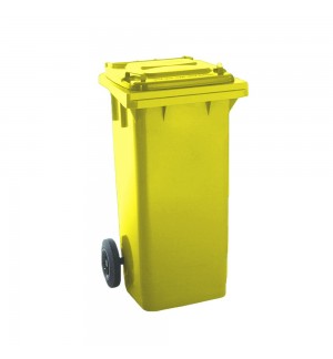 Contentor 120L Plástico 2 Rodas Amarelo c/ Tampa Amarela