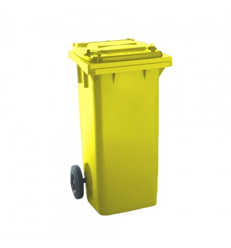 Contentor 120L Plástico 2 Rodas Amarelo c/ Tampa Amarela