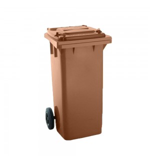 Contentor 120L Plástico 2 Rodas Castanho c/ Tampa Castanha