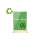 Expositor Porta Folhetos Acrilico 2 Faces A5 Base T Madeira