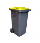 Contentor 120L Plástico 2 Rodas Cinza c/ Tampa Amarela