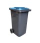 Contentor 120L Plástico 2 Rodas Cinza c/ Tampa Azul