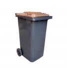 Contentor 120L Plástico 2 Rodas Cinza c/ Tampa Castanha