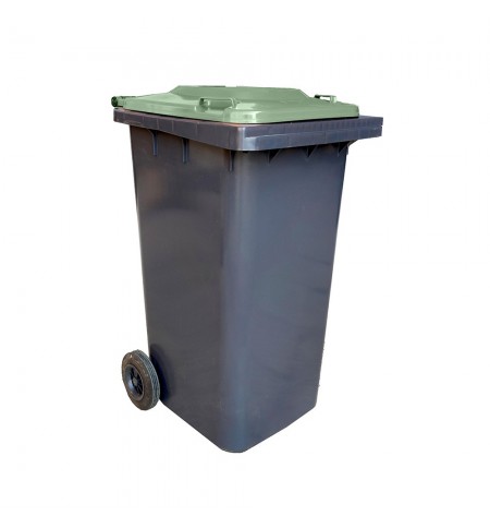 Contentor 120L Plástico 2 Rodas Cinza c/ Tampa Verde