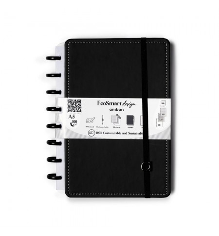 Caderno Inteligente A5 PU Ambar EcoSmart Preto 100Fls 1un
