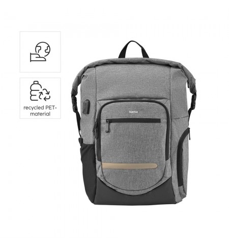 Mochila Portátil 15.6 Roll-Top Terra USB Cinza