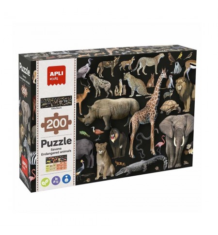 Jogo Educativo Puzzle Apli Animais Ameaçados Savana 200Peças