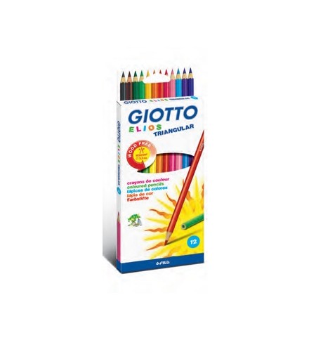 Lápis Cor 12un Cx Cartão Giotto Elios Triangular 18cm
