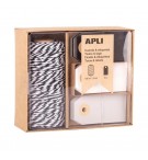 Fio Embrulho Algodão Preto/Branco Rolo 100m+30 Etiquetas