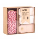 Fio Embrulho Algodão Vermelho/Branco Rolo 100m+30 Etiquetas